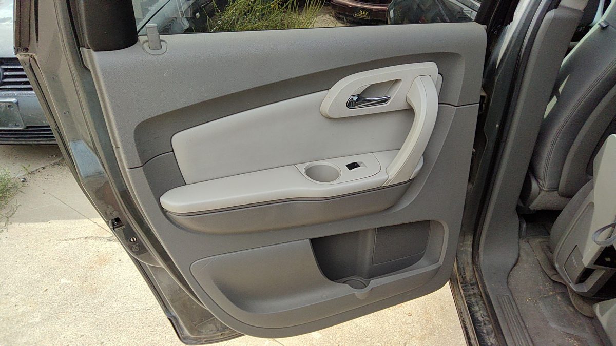 2009-12 Chevy Traverse Driver Left Rear Door Trim Panel With Switches Back Gray