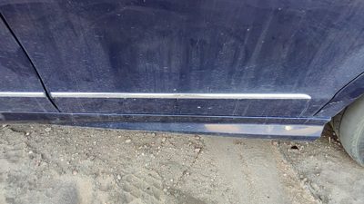 08-14 C300 Driver Left Rear Moulding From Door Back Trim Strip Lunar Blue 890