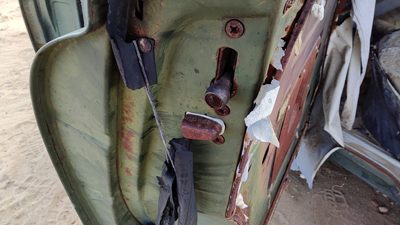 1953 Chevy Bel Air 150 Sedan Driver Left Rear Door Latch With Rods/Cables Back