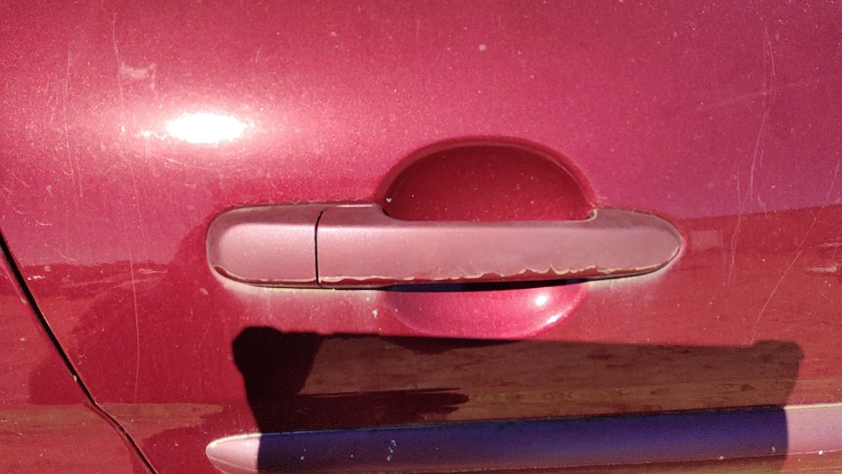 06-11 Accent Passenger Right Rear Outside Door Handle Back 5r Wine Red 4 Door
