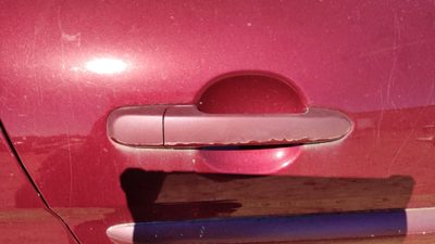 06-11 Accent Passenger Right Rear Outside Door Handle Back 5r Wine Red 4 Door