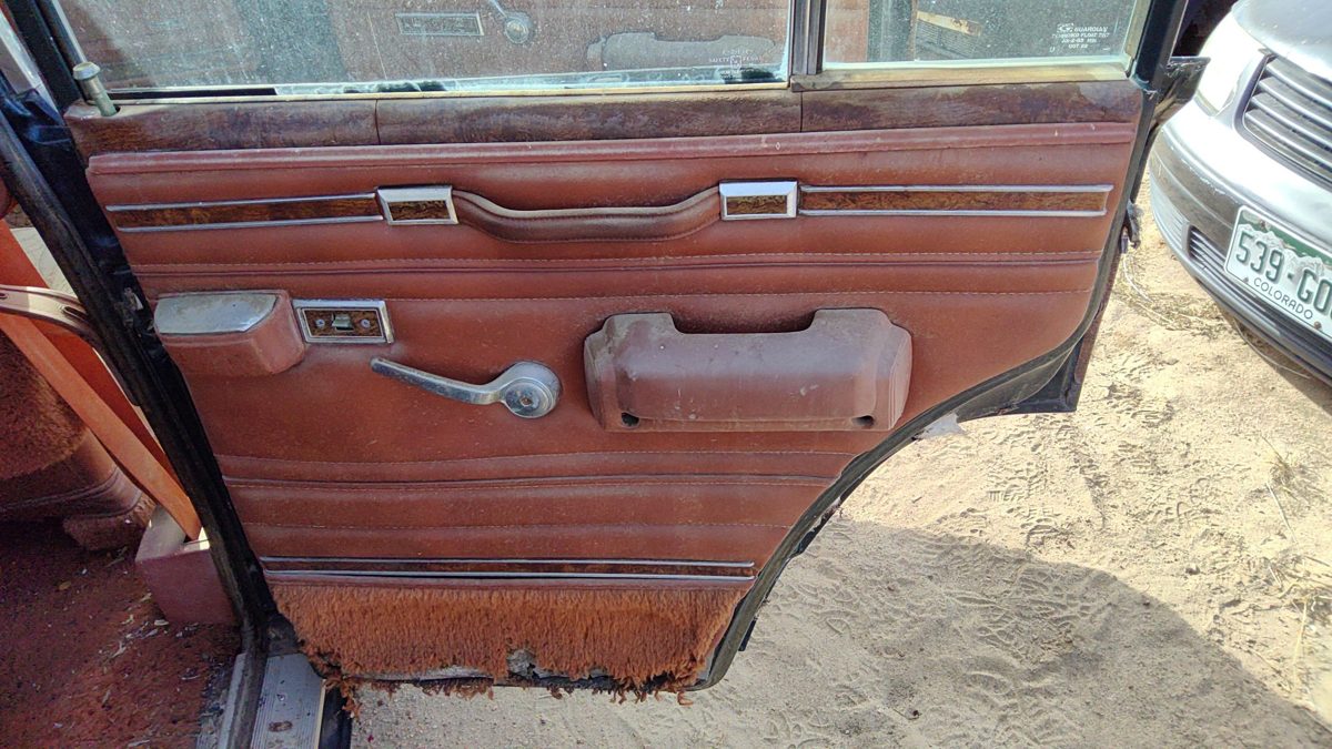 1984 Jeep Grand Wagoneer Passenger Right Rear Door Trim Panel With Switches Back