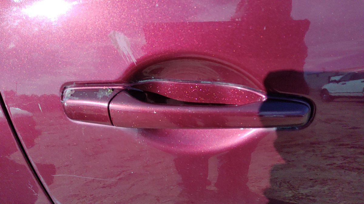 04-12 Mitsubishi Galant Passenger Right Rear Outside Door Handle P06 Ultra Red