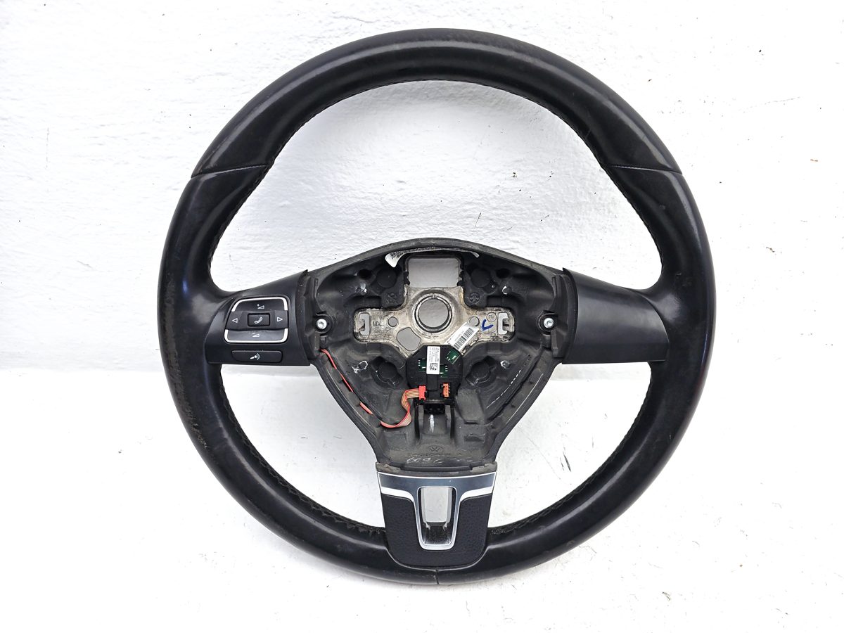 2012-2014 Vw Jetta Black Leather Steering Wheel With Multifunction Controls Oem