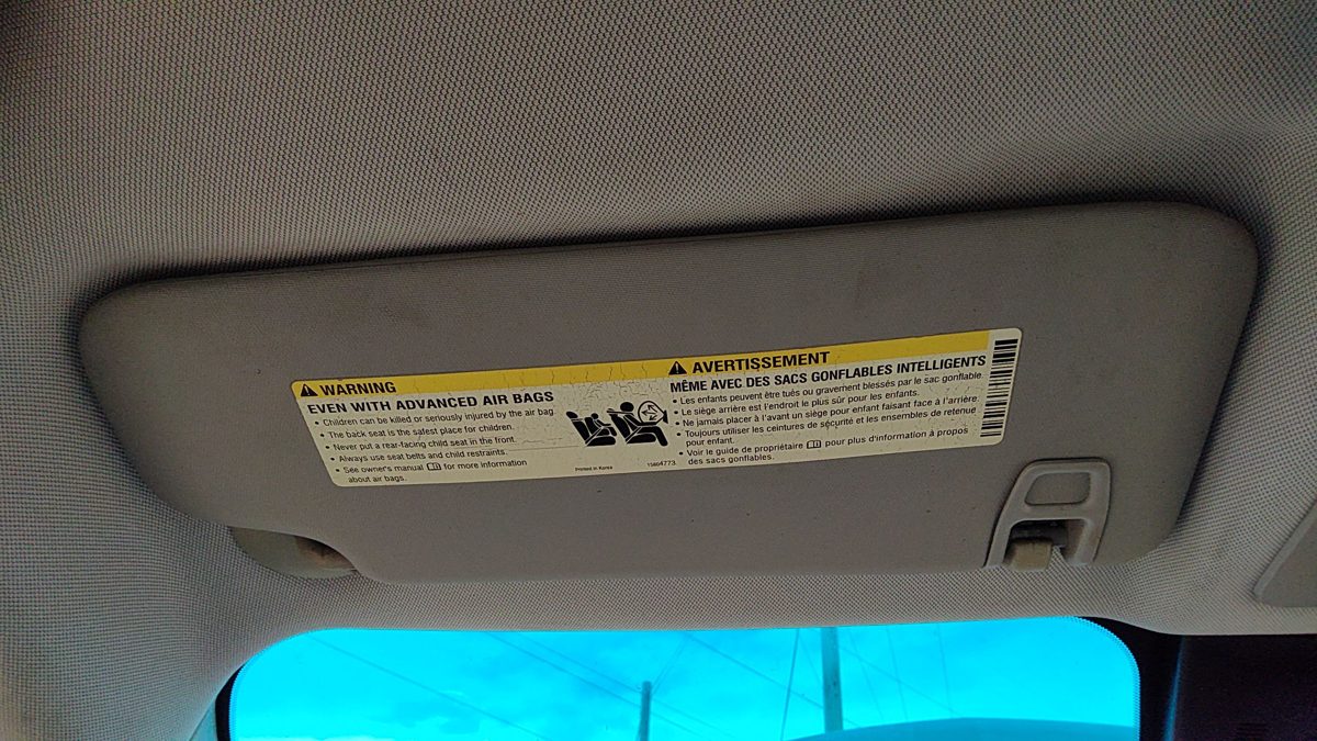 2011 Chevy Cruze Sun Visor