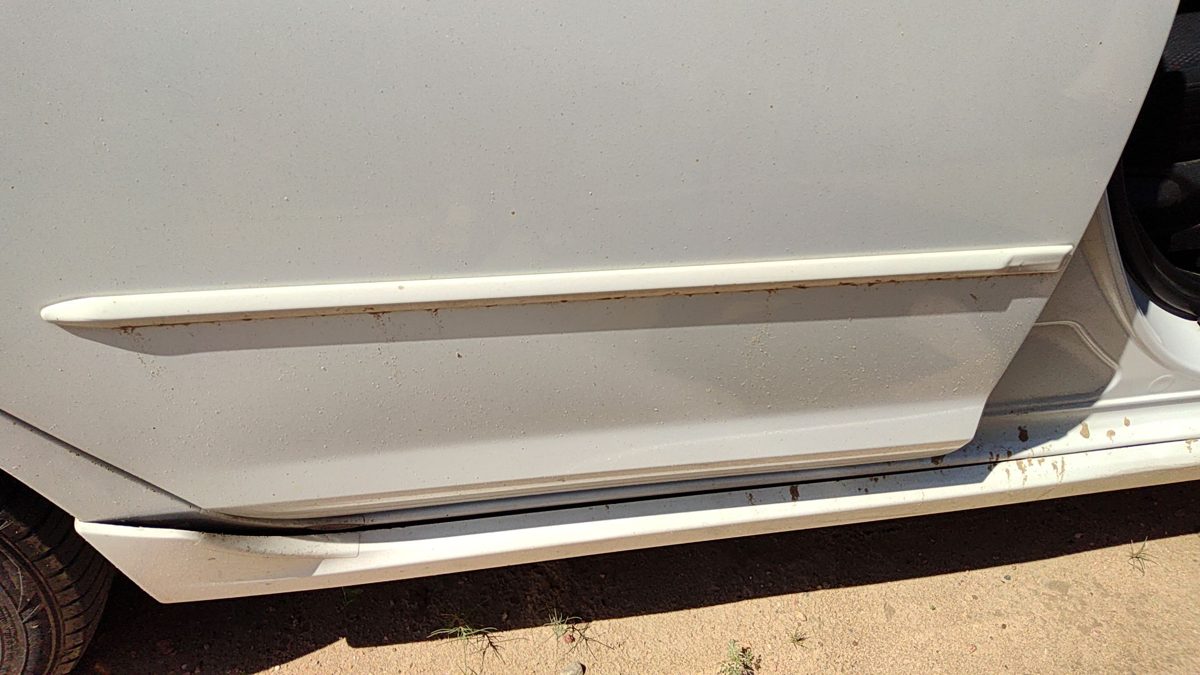 07-09 Mazda 3 Passenger Right Rear Moulding From Door Back Trim Strip White 34K