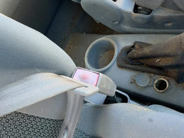 04-05 Aveo Passenger Right Front Seat Belt Buckle Receiver Oem Bucket Gray 82C — photo 3