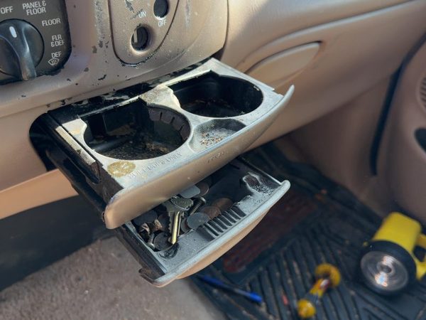 1997-2004 Ford F150 Slide Out Dash Mounted Cup Holder Assembly Oem Tan Ex — photo 4