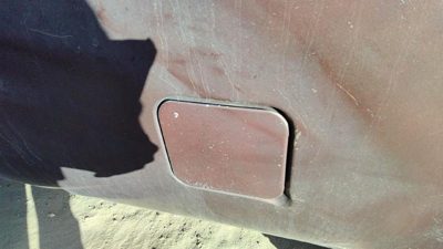 73-91 Gmc Sierra C3500 Fuel Tank Door With Hinge Gas Lid Oem Filler Brown