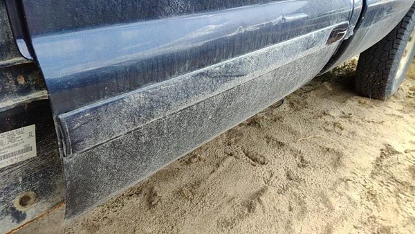 03-07 F350 Powerstroke Driver Left Rear Moulding From Door Back Trim Strip Blue — photo 3