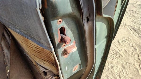 53 Chevy Bel Air 150 Sedan Passenger Right Rear Door Latch With Rods/Cables Back — photo 3