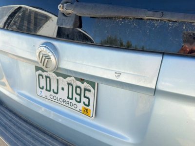 08-11 Mariner License Plate Trim Surround Panel Tail Trunk Premier Light Blue Ls