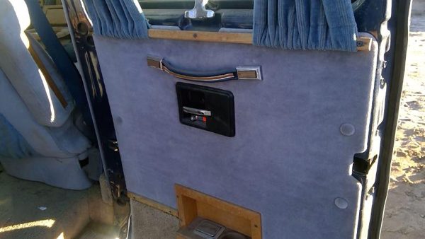 85-91 Chevy G20 Van Passenger Right Rear Inside Door Trim Panel Only Back Blue — photo 4