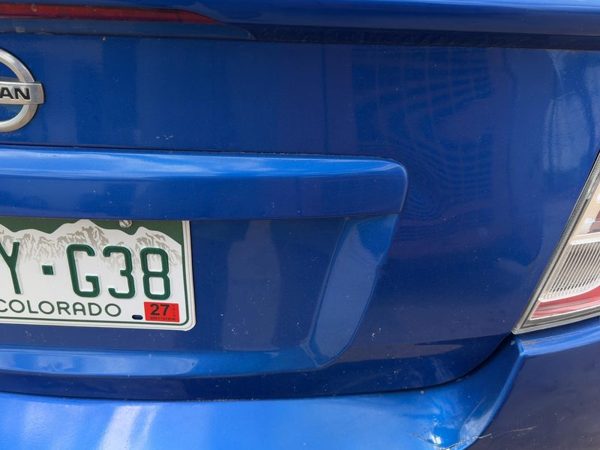 10-12 Sentra License Plate Trim Surround Panel Oem Tail Trunk Finish Blue B17 — photo 3