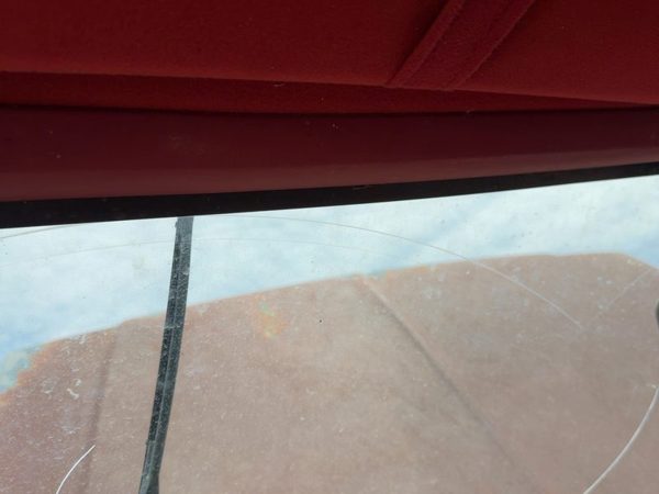 1987-1991 Ford F150 Pickup Upper Windshield Header Trim Panel OEM Red — photo 4