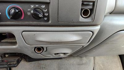 2003-2004 F350 Powerstroke Slide Out Dash Mounted Cup Holder Assembly Oem Gray