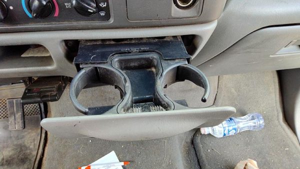 2003-2004 F350 Powerstroke Slide Out Dash Mounted Cup Holder Assembly Oem Gray — photo 2