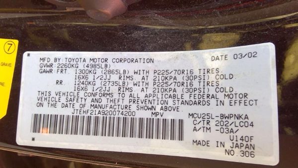 2002 Toyota Highlander Engine Assembly/motor 3.0L AT Sounds Good Runs Smooth — photo 5
