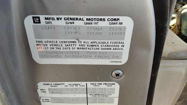 1979 Chevrolet Caprice Frame Assembly — photo 6