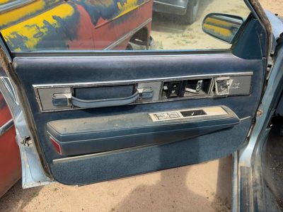 1986-1991 Olds 88 Driver Left Front Door Trim Panel With Master Switch Blue
