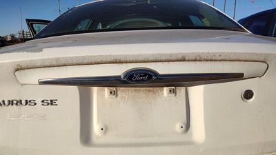 00-03 Ford Taurus License Plate Trim Surround Panel Oem Tail Trunk Finish White