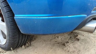 04-09 Mazda 3 Driver Left Rear Corner Moulding On Rear Bumper 27B Winning Blue