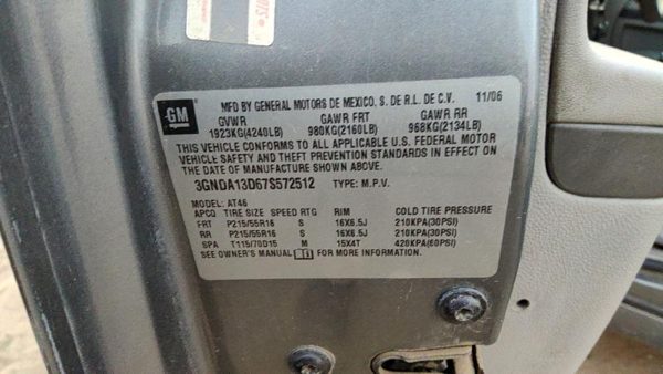 2007 Chevrolet HHR Trunk/decklid/hatch/tailgate Silver 42U — photo 6