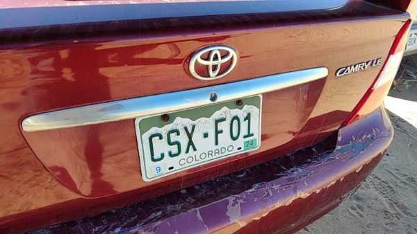 02 Camry License Plate Trim Surround Panel Oem Tail Trunk Finish Salsa Red 3Q3 — photo 1