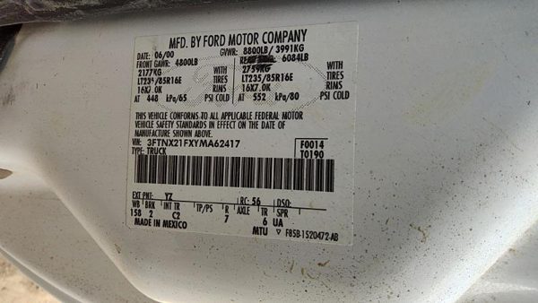 99-04 Ford F250 Super Duty Passenger Right Rear Brake Backing Plate Assembly Oem — photo 5