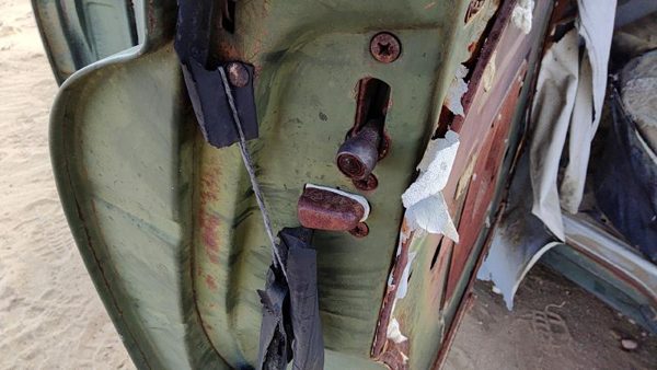 53-54 Chevy Bel Air 150 Sedan Driver Left Rear Door Latch With Rods/Cables Back — photo 1