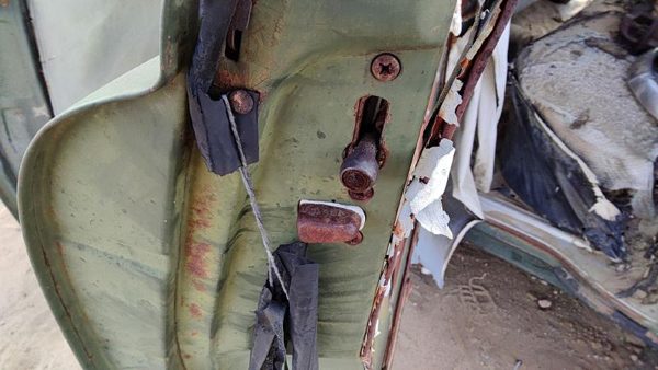 53-54 Chevy Bel Air 150 Sedan Driver Left Rear Door Latch With Rods/Cables Back — photo 4