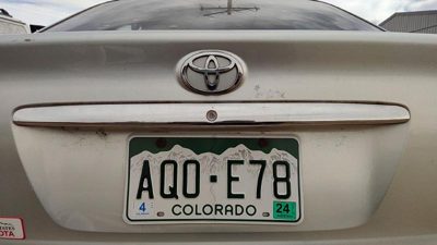 02-06 Camry License Plate Trim Surround Panel Tail Trunk 1C8 Lunar Mist Metallic