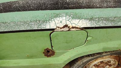 77-82 Ford Courier Fuel Tank Door With Hinge Gas Lid Oem Filler Green