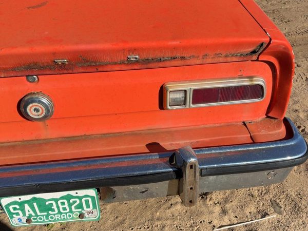 1974-77 Ford Maverick License Plate Trim Surround Panel Tail Trunk Finish Orange — photo 4