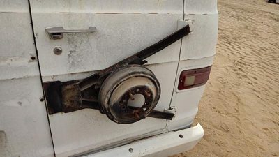 1974 Dodge Van B200 Spare Tire Winch Carrier Mount Bracket Assembly Complete Oem