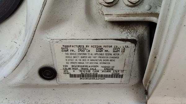2002 Nissan Sentra Vehicle Unit Complt. Sand H White QM1 1.8L — photo 4