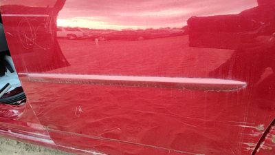 06-10 Charger Driver Left Rear Moulding From Door Back Trim Strip Inferno Red