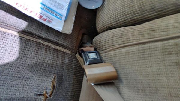 1988 Ford F150 Driver Left Front Seat Belt Buckle Receiver OEM Tan — photo 2