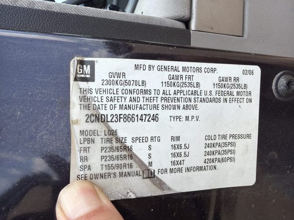 2006 Chevrolet Equinox Hood Black Amethyst 71U — photo 8