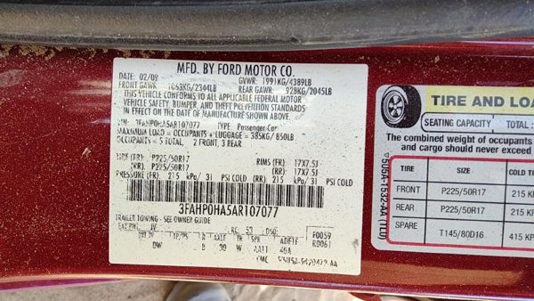09-10 Ford Fusion Wiring Harness For Engine Oem 2.5L — photo 6