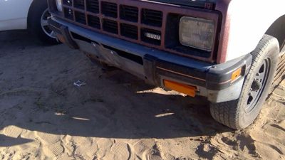 1986-1987 Isuzu Pup Pickup Front Bumper With Brackets Oem Chrome Bent Up