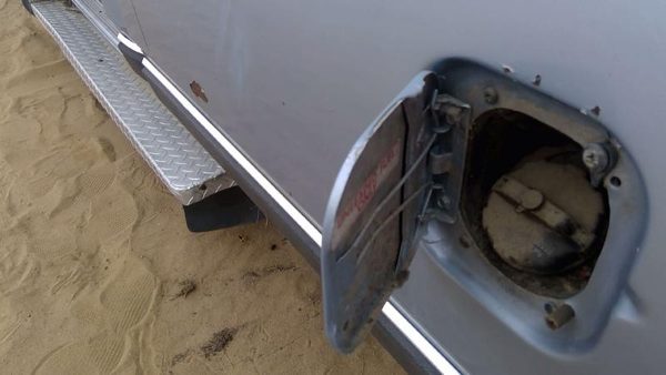 1989 Dodge Ram D100 Fuel Tank Door With Hinge Gas Lid Oem Filler Blue — photo 5