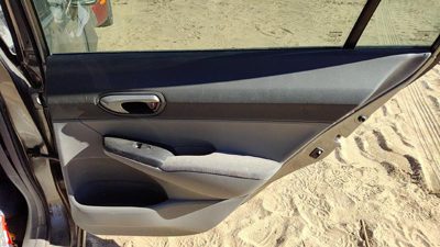 06-11 Civic Passenger Right Rear Door Trim Panel With Switches Back Gr Gray