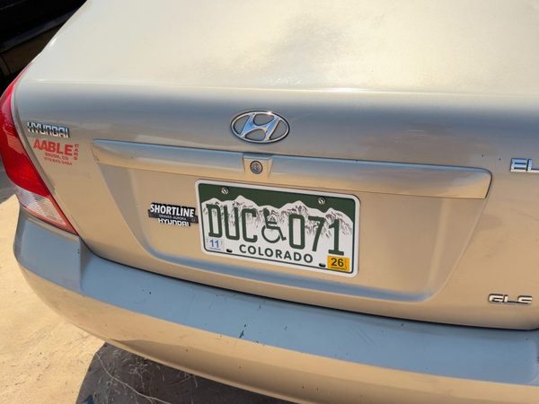 01-06 Elantra License Plate Trim Surround Panel Tail Trunk Finish Prime Beige Ko — photo 1