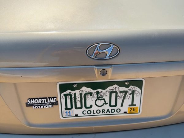 01-06 Elantra License Plate Trim Surround Panel Tail Trunk Finish Prime Beige Ko — photo 2