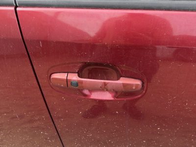 04-05 Prius Passenger Right Front Outside Door Handle Smart Key Salsa Red 3Q3