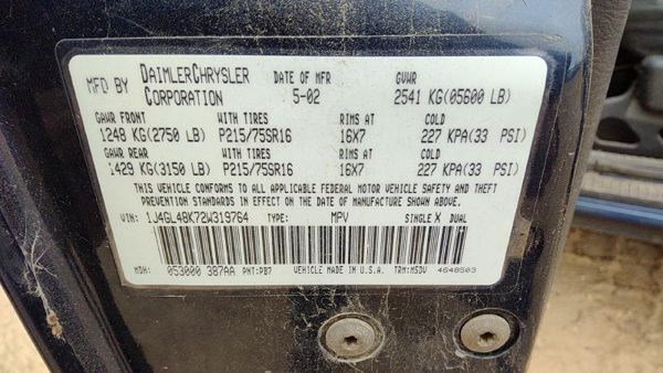 2002 Jeep Liberty Vehicle Unit Complt. Gray m5dv Blue PB7 3.7L Mt 4x4 — photo 4