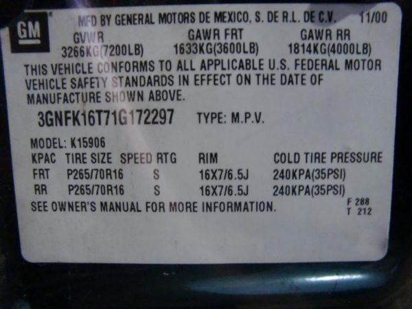 2000 Suburban 1500 Misc. Engine Part 399.GM8J00 — photo 10
