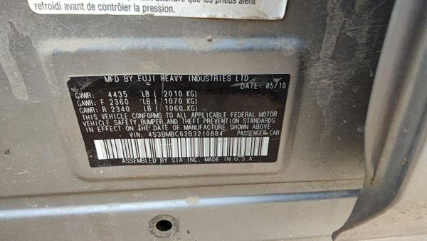 2011 Subaru Legacy Vehicle Unit Complt. 05/10 Obc Off Black Ssm Steel Silver — photo 5