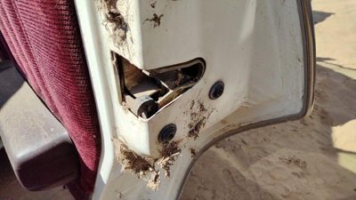 82-91 Olds Ciera Passenger Right Rear Door Latch With Rods/Cables Oem Back
